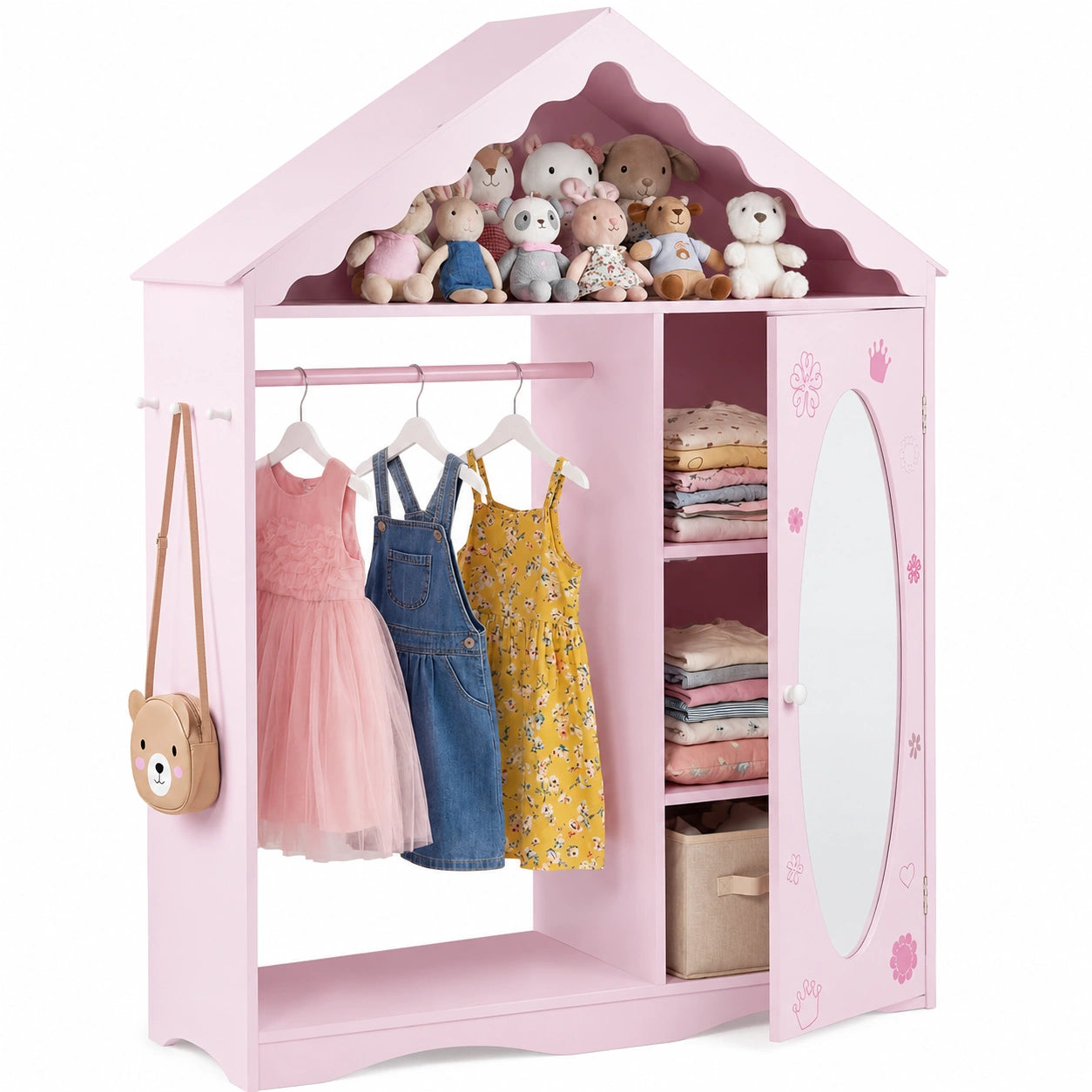 penderie-enfant-maison-avec-miroir-et-tringle-etageres-et-crochets-armoire-montessori-gktugi2170bk
